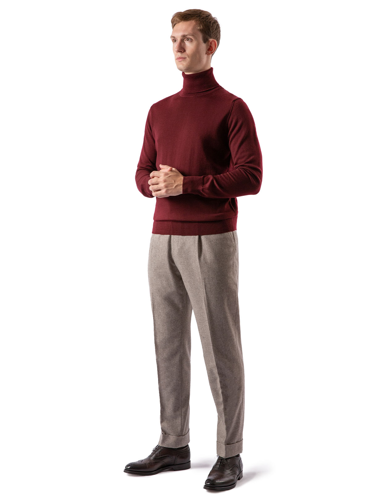 Roll Neck Merino Bordeaux