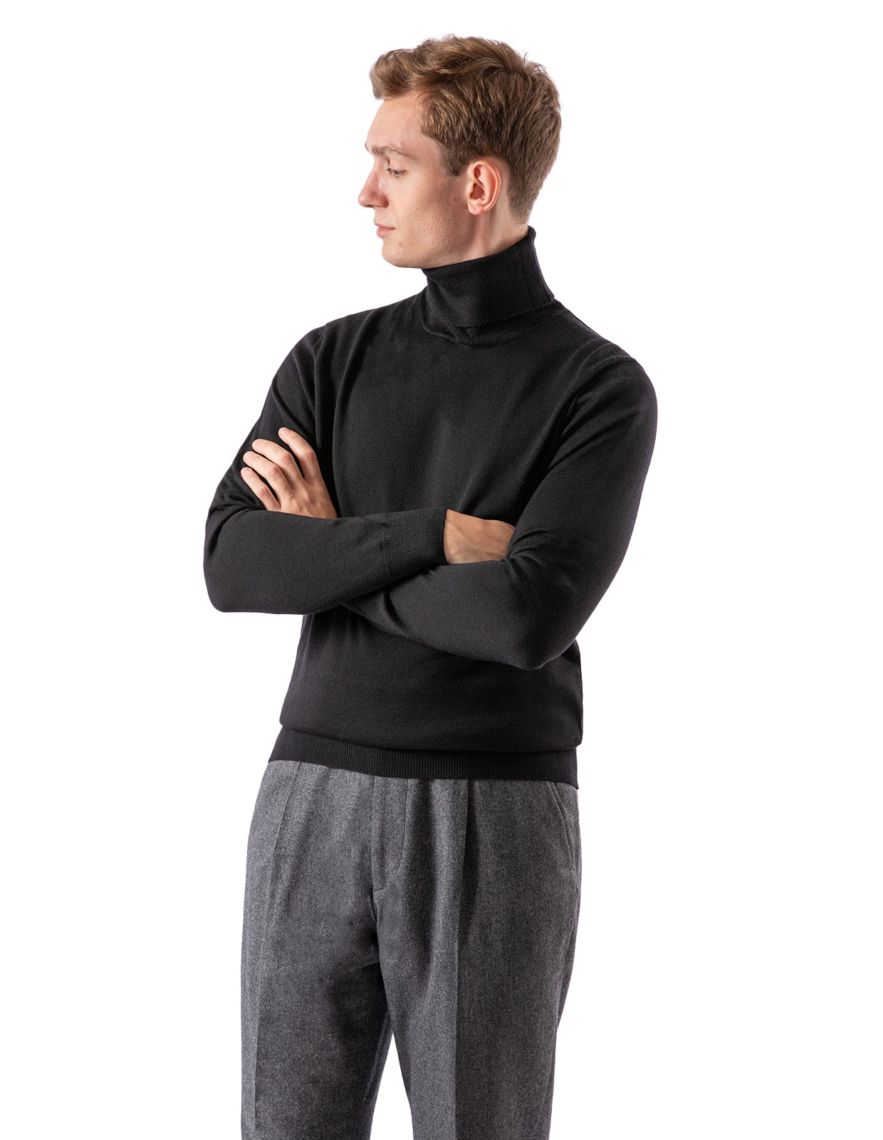 Roll Neck Merino Black