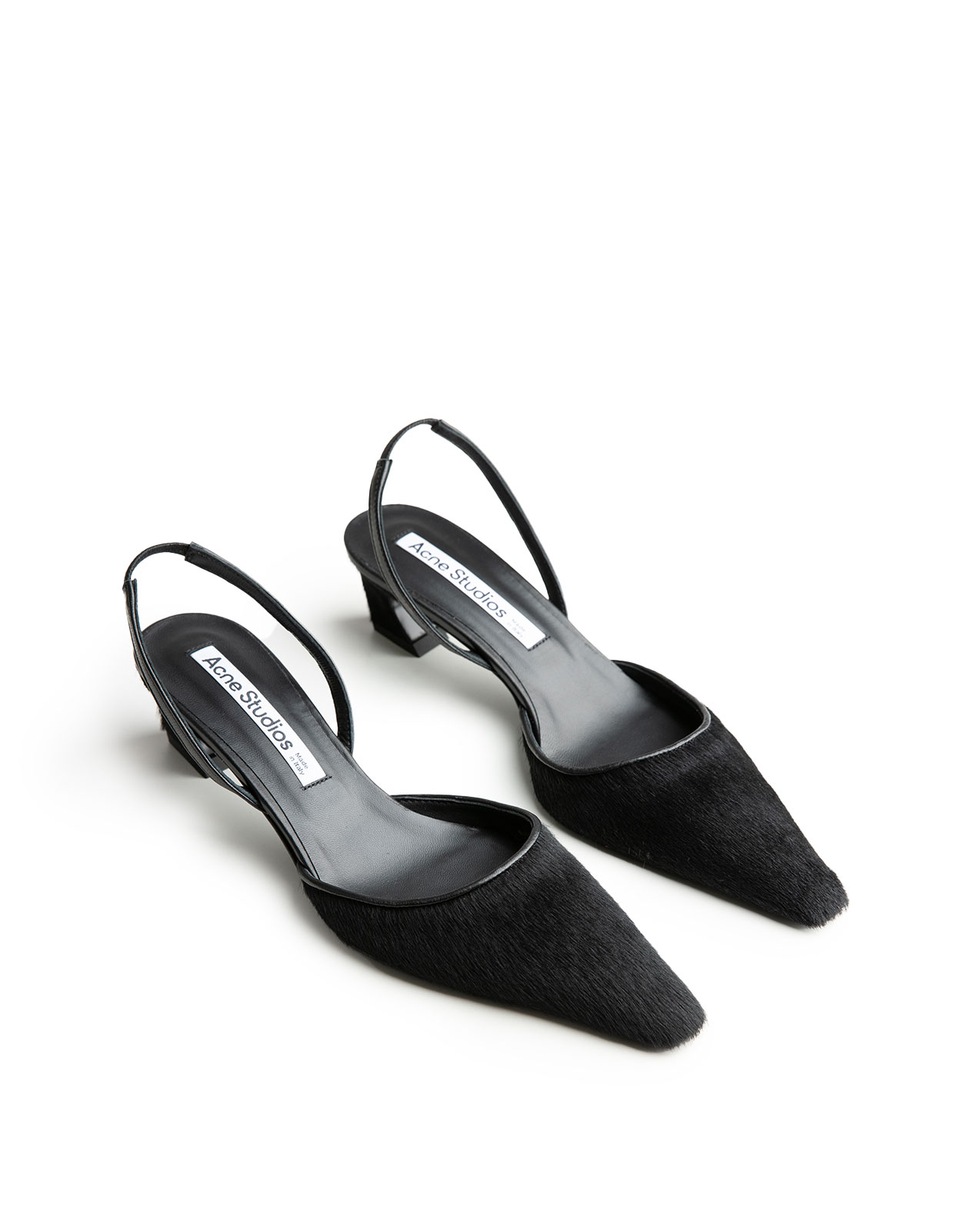 Hairy Leather Slingback Pumps  Black