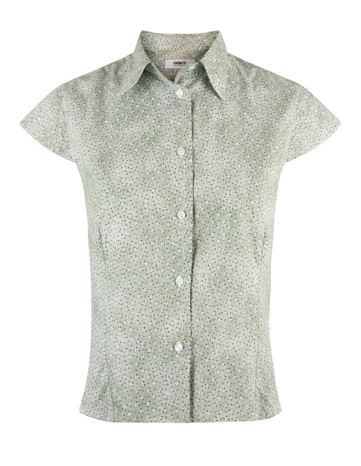 Cotton Shirt Cap Sleeve Sage Flower