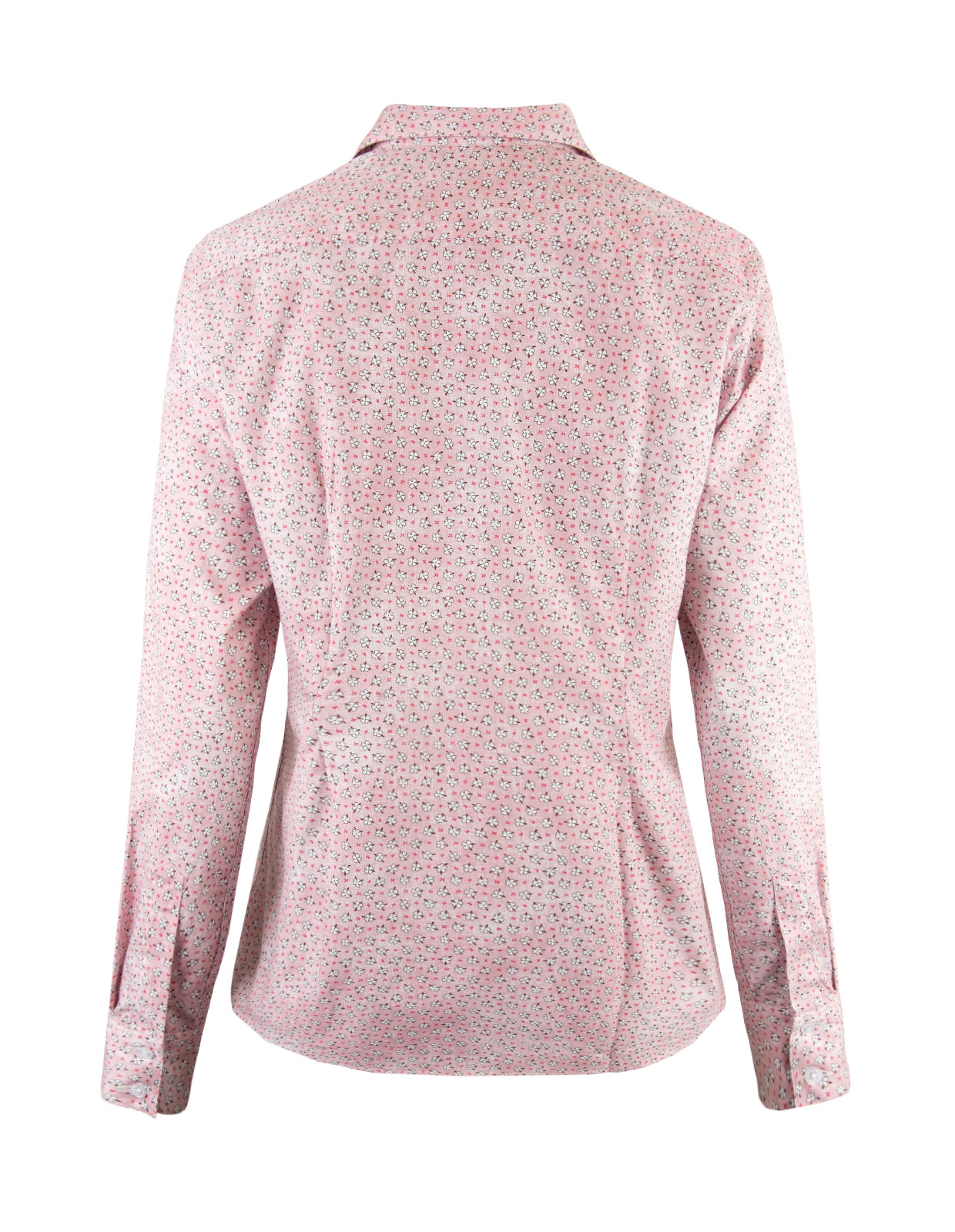 Cotton Shirt Long Sleeve Pink Flowers