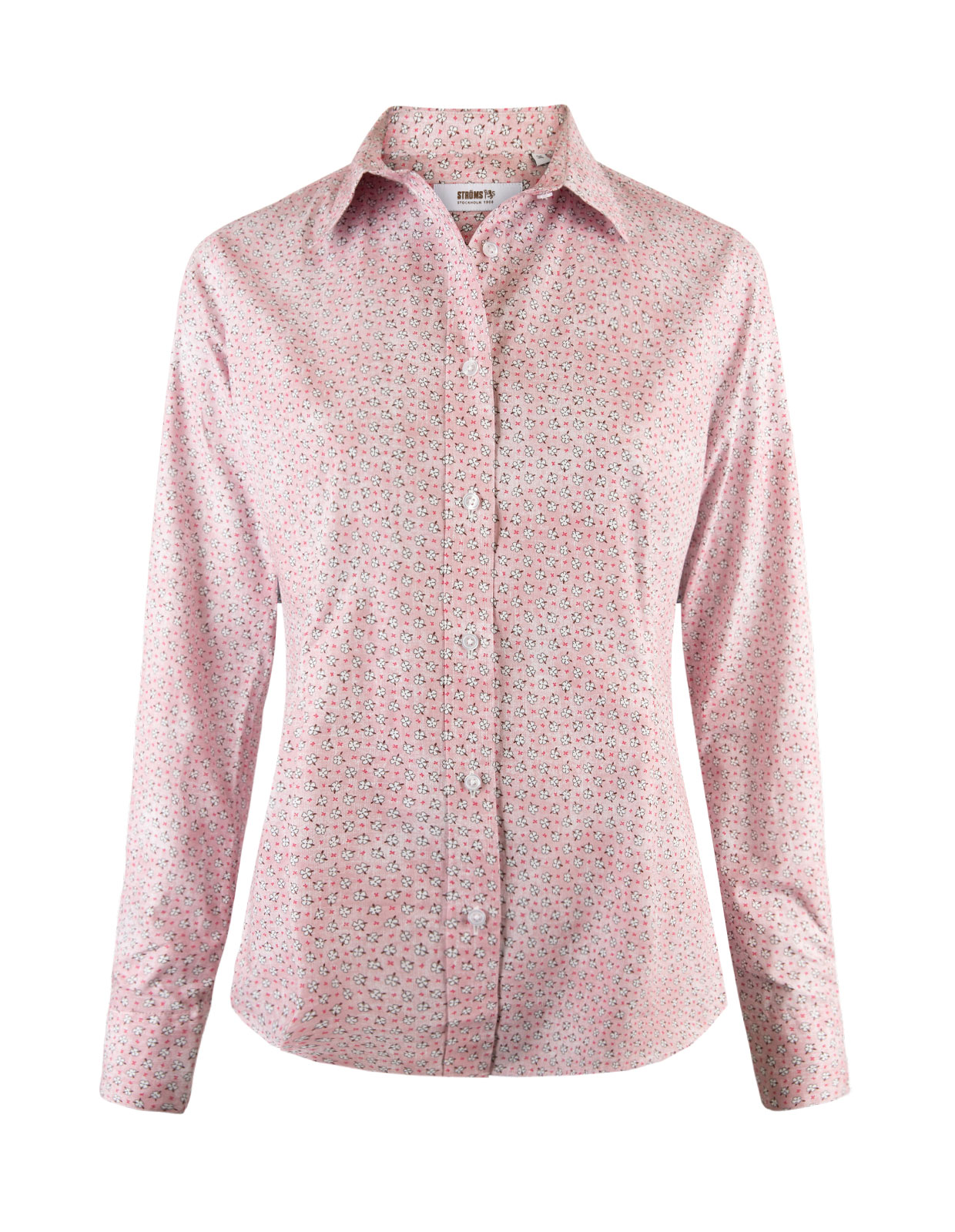 Cotton Shirt Long Sleeve Pink Flowers