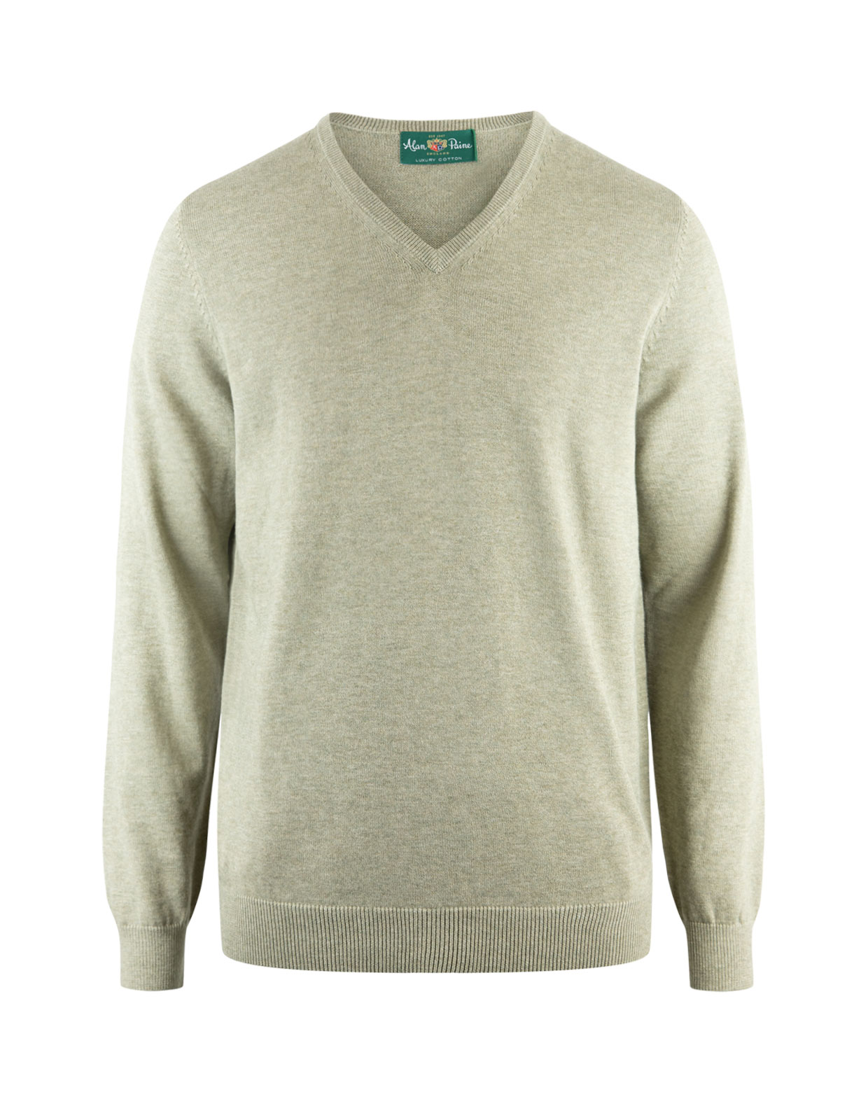 Rothwell Tröja V-ringad Bomull Cashmere Ljusgrön Stl 48