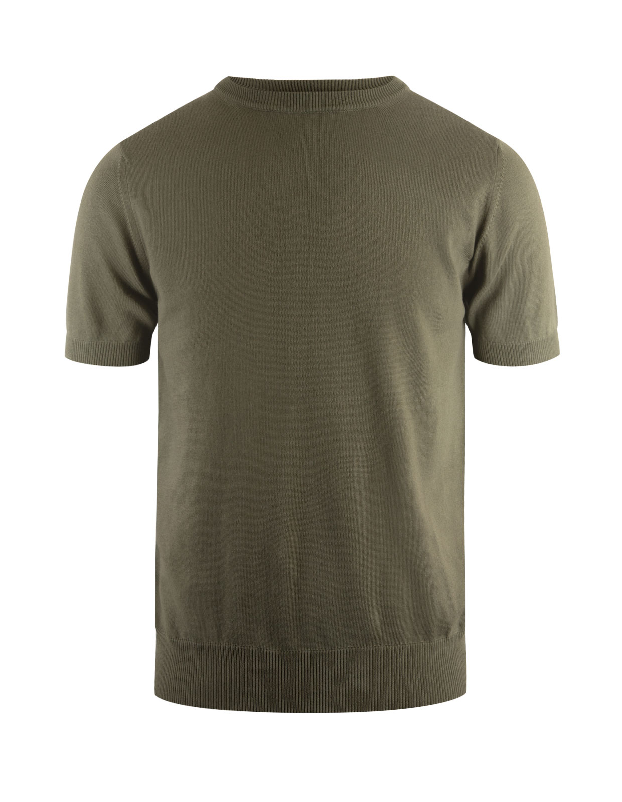 T-shirt Finstickad Bomull Militärgrön Stl S
