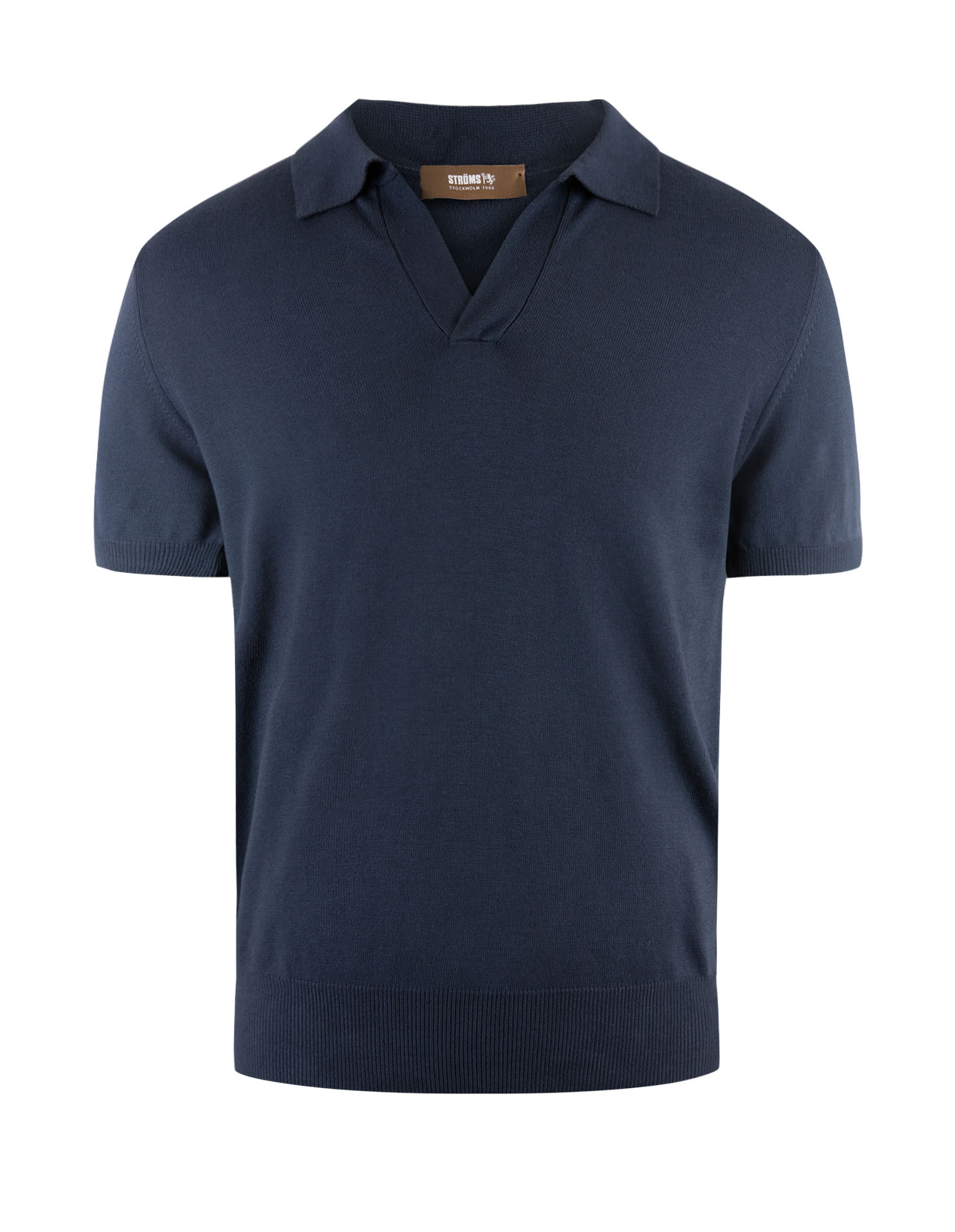 Open Polo Finstickad Bomull Navy Stl L