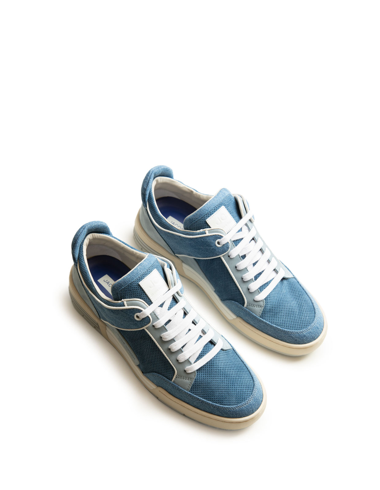 Shooter Leather Cotton Sneakers Blue/White