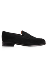 Penny Loafers Suede Black Stl 7.5