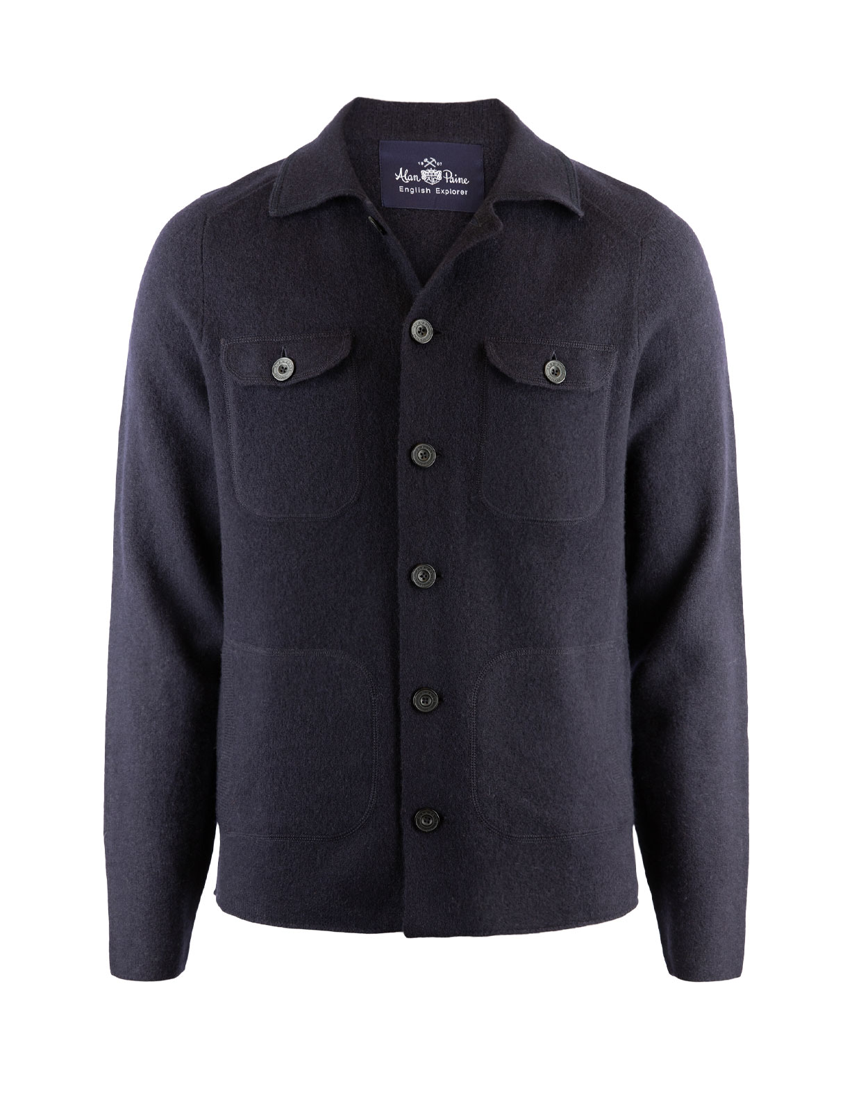 Ferndale Stickad Overshirt Ull Navy