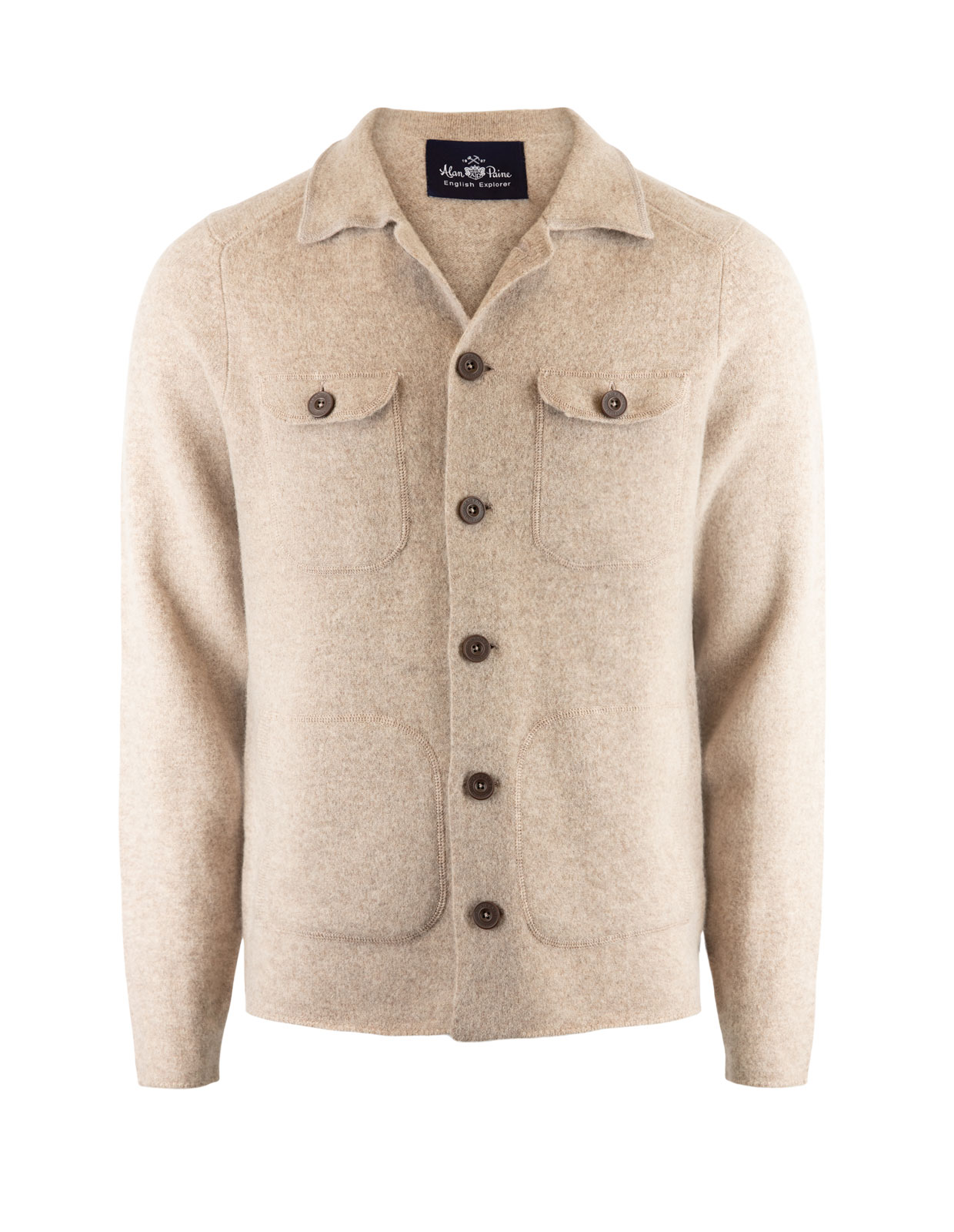 Ferndale Stickad Overshirt Ull Beige