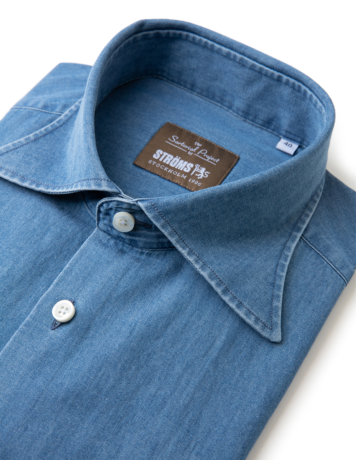 Sartorial Shirt Denim Tvättad Blå