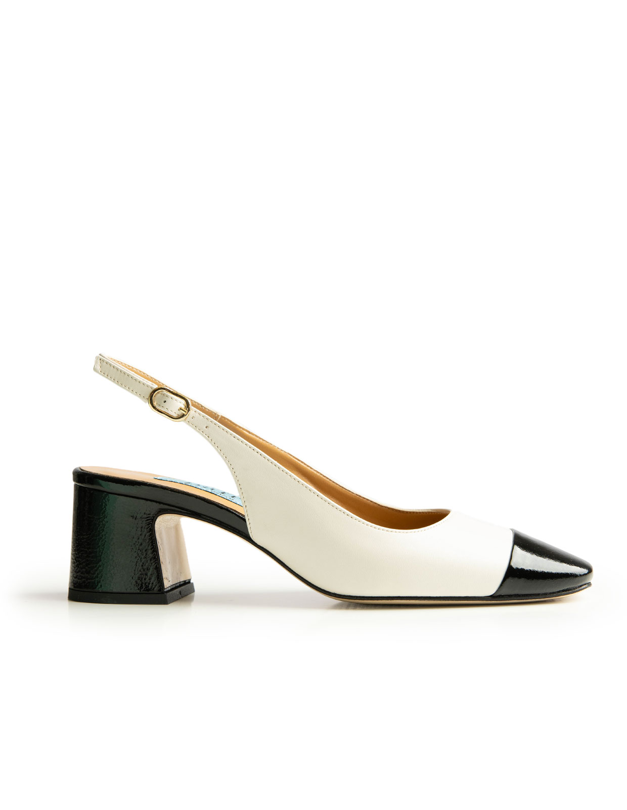 Slingback Sko Nappa Creme/Svart