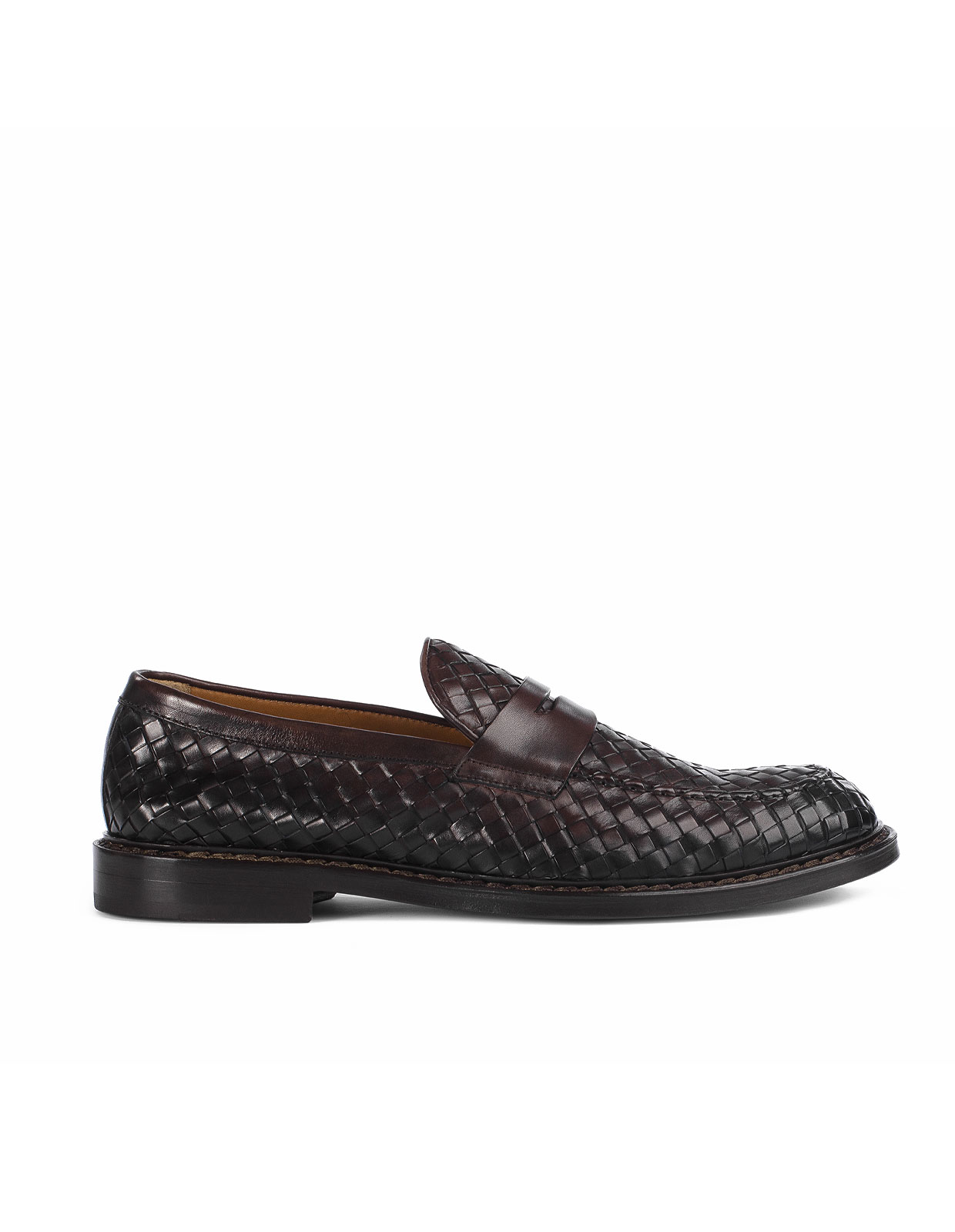 Penny Loafer läder Flätad Mörkbrun Stl 42.5