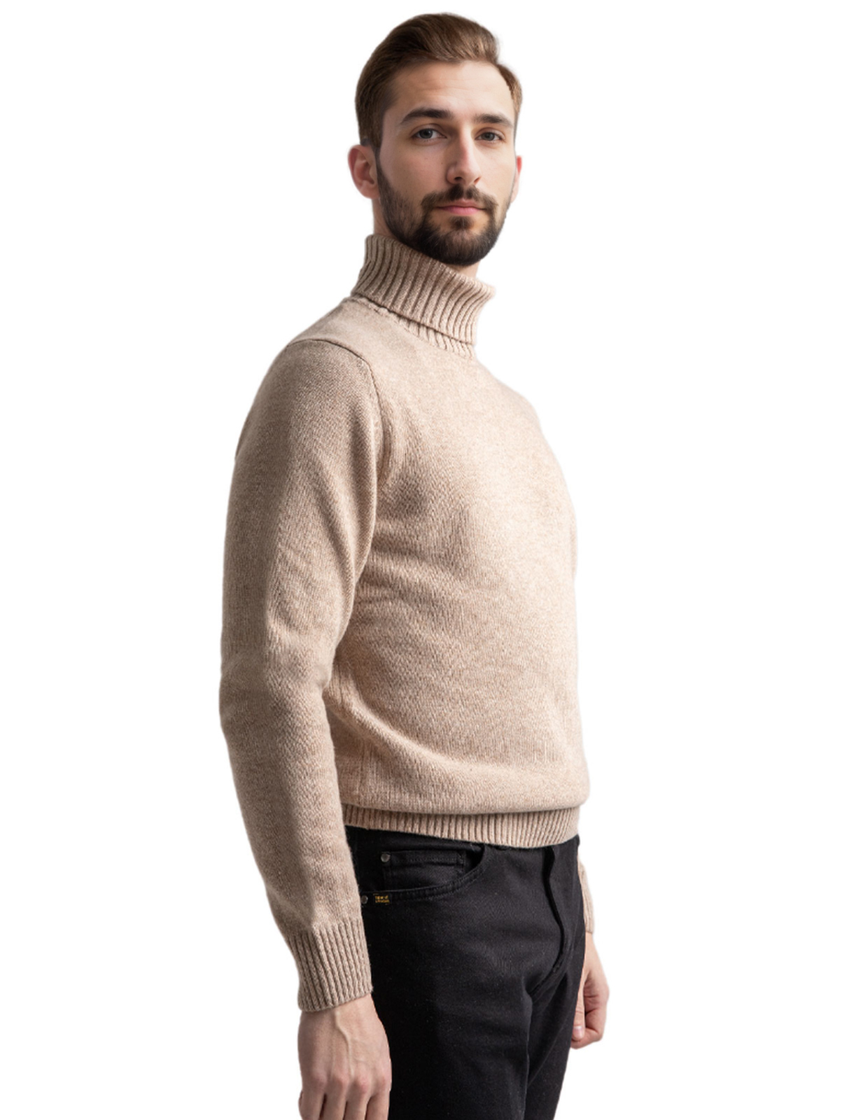 Polotröja Ull/Cashmere Beige