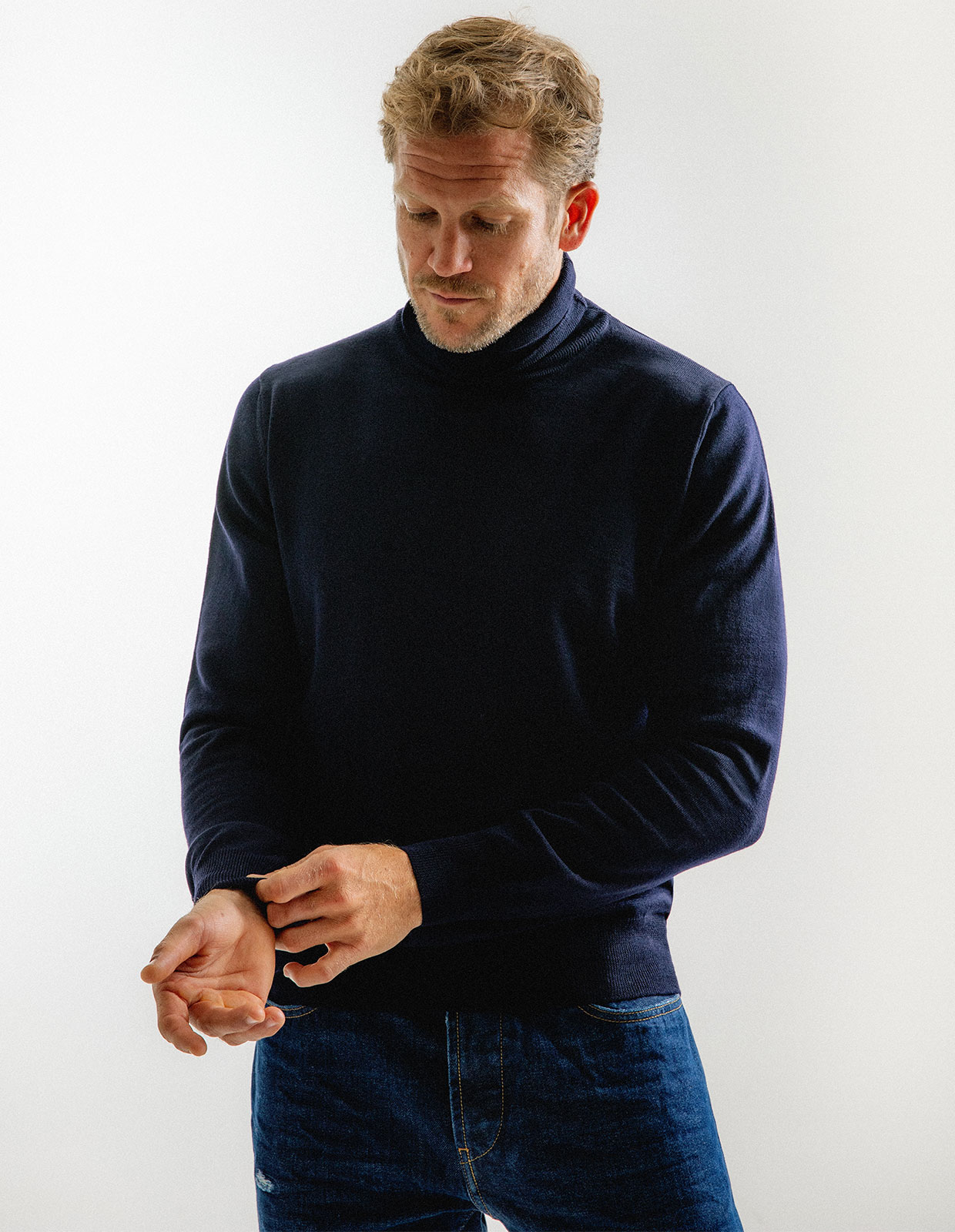 Roll Neck Merino Navy