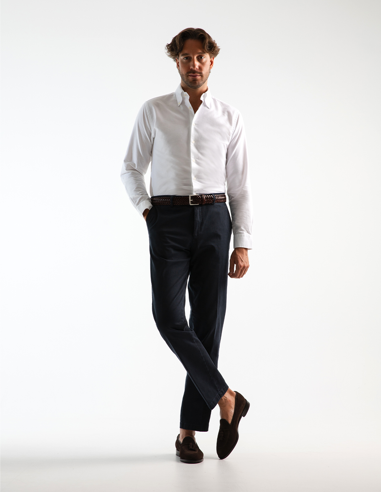 Slim Fit Oxford Skjorta Vit