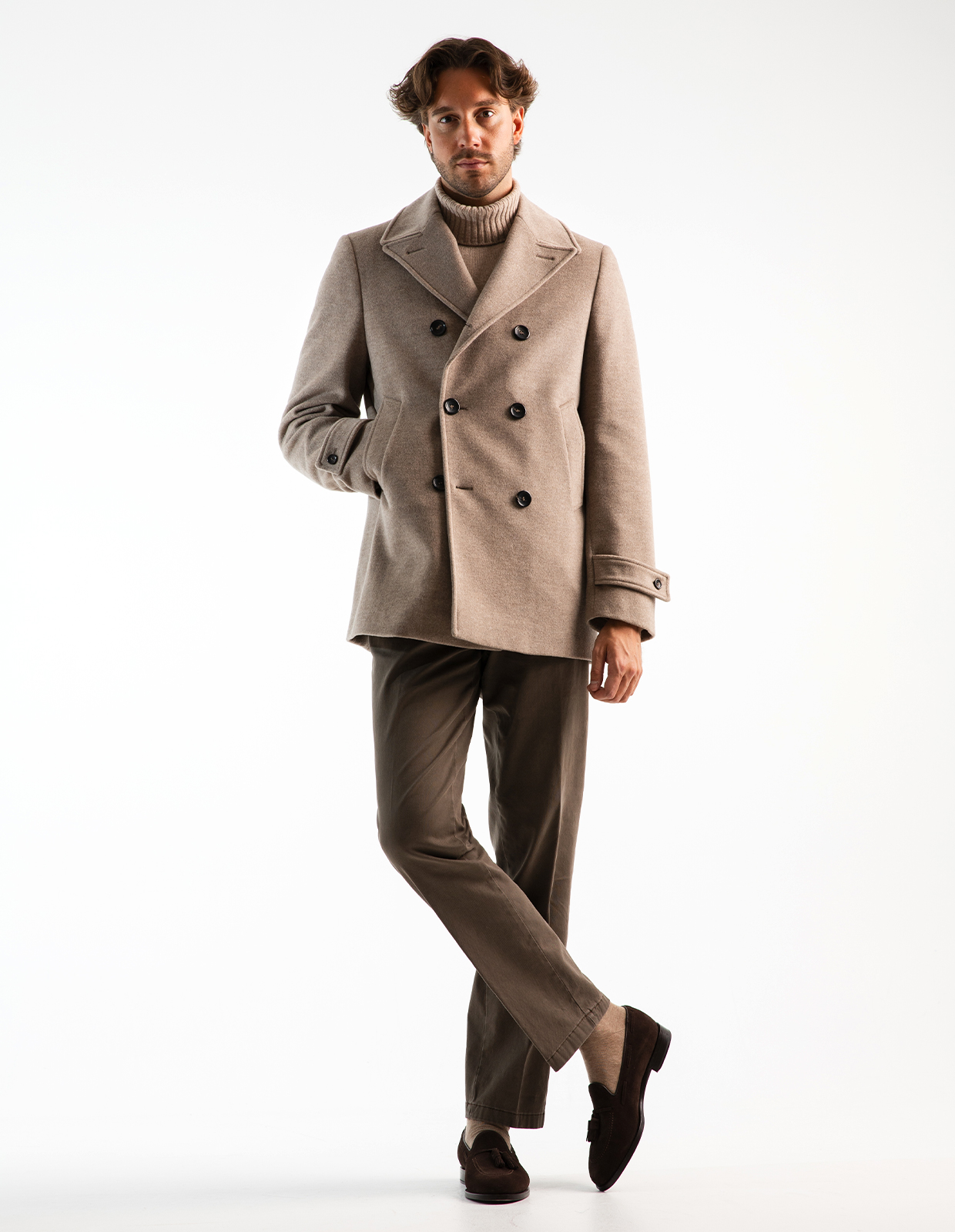 Skepparkavaj Ull/Cashmere Beige