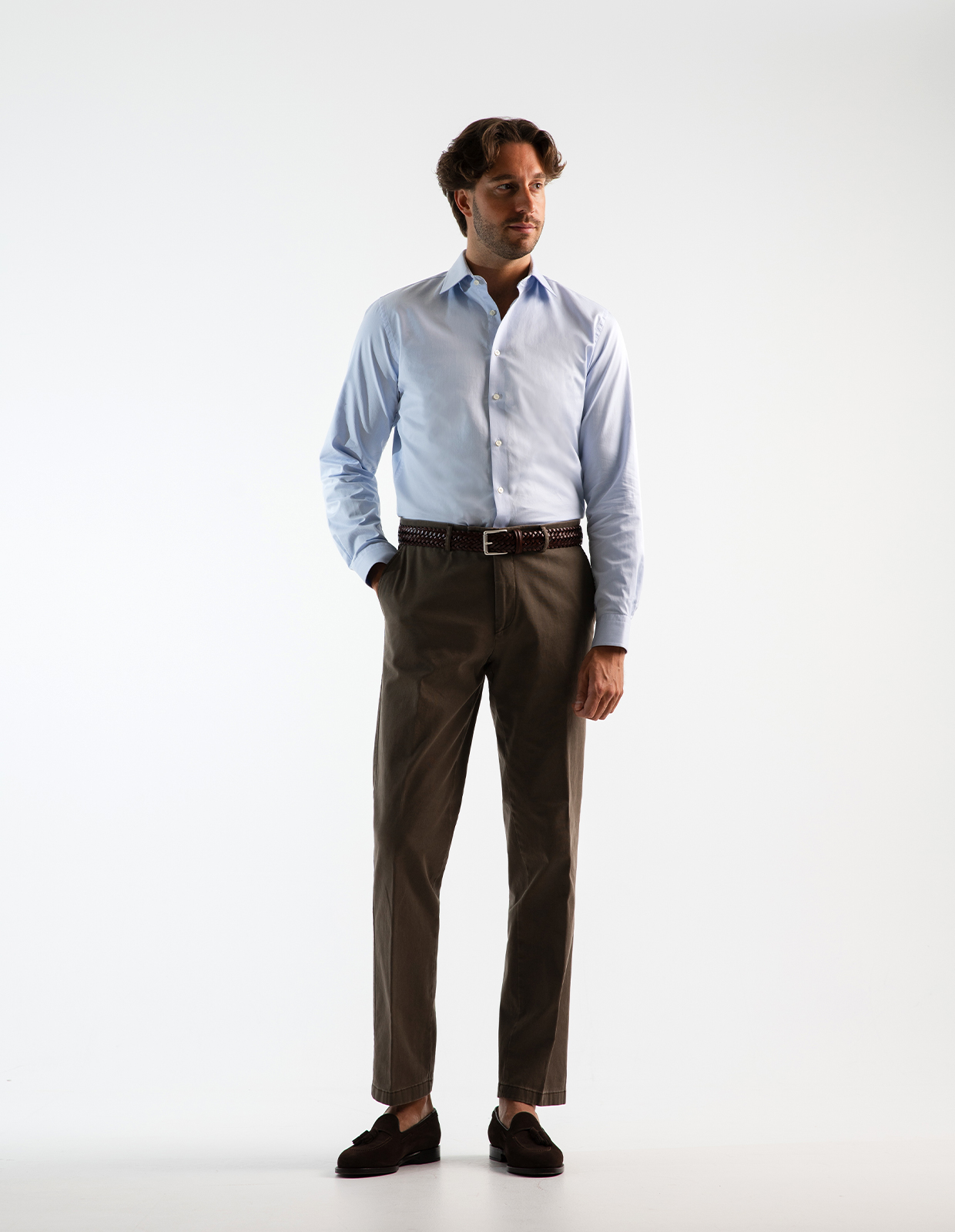 Slim Fit Skjorta Bomull Light Blue Stl 39