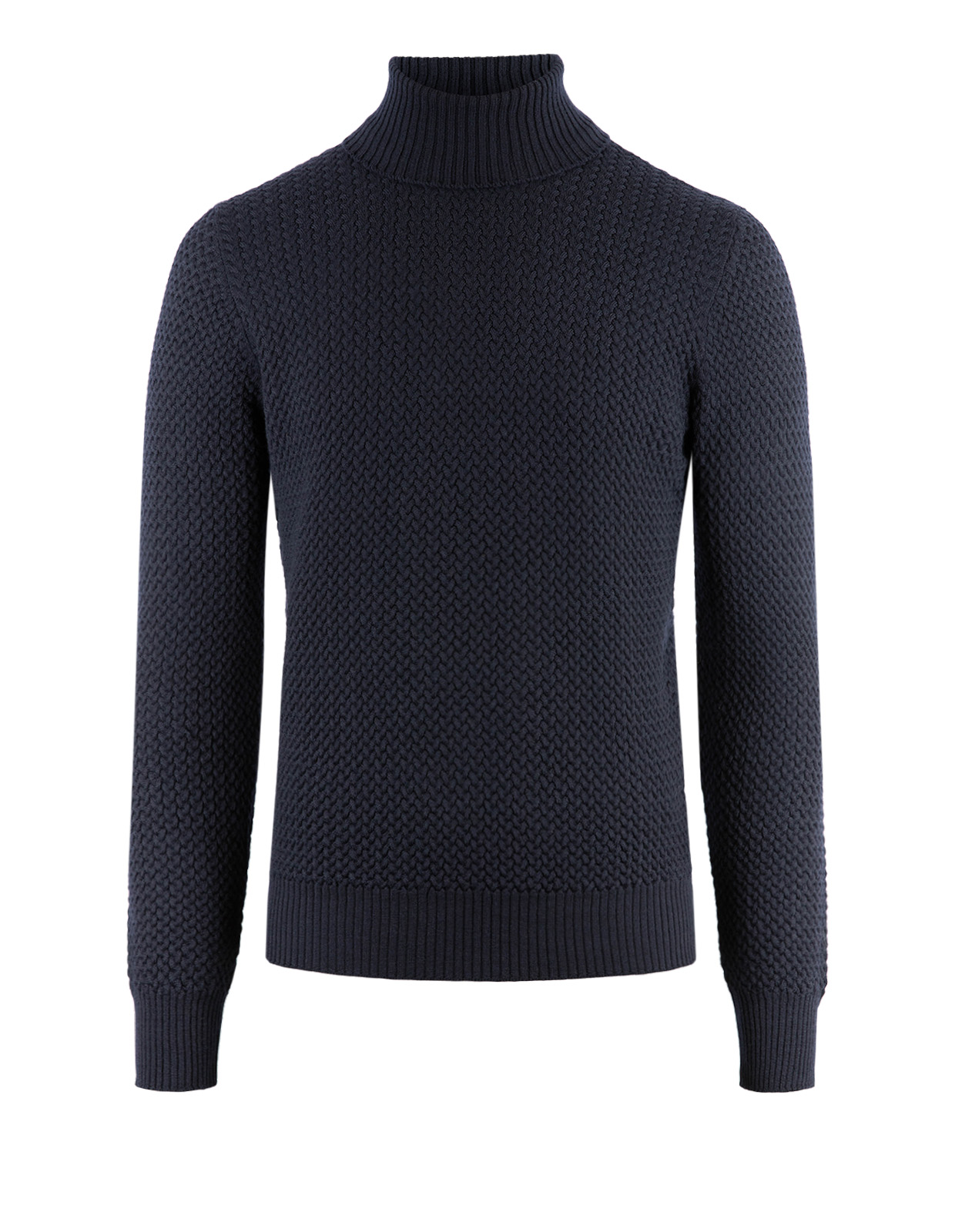 Roll Neck Cable Structured Merino Navy