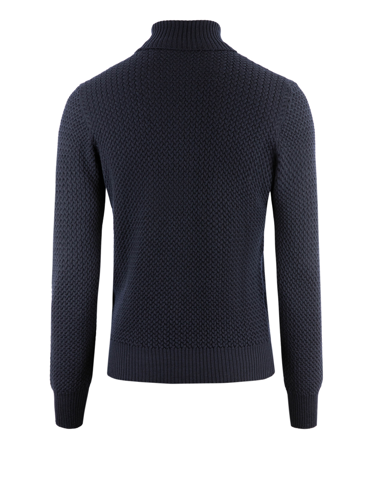 Roll Neck Cable Structured Merino Navy