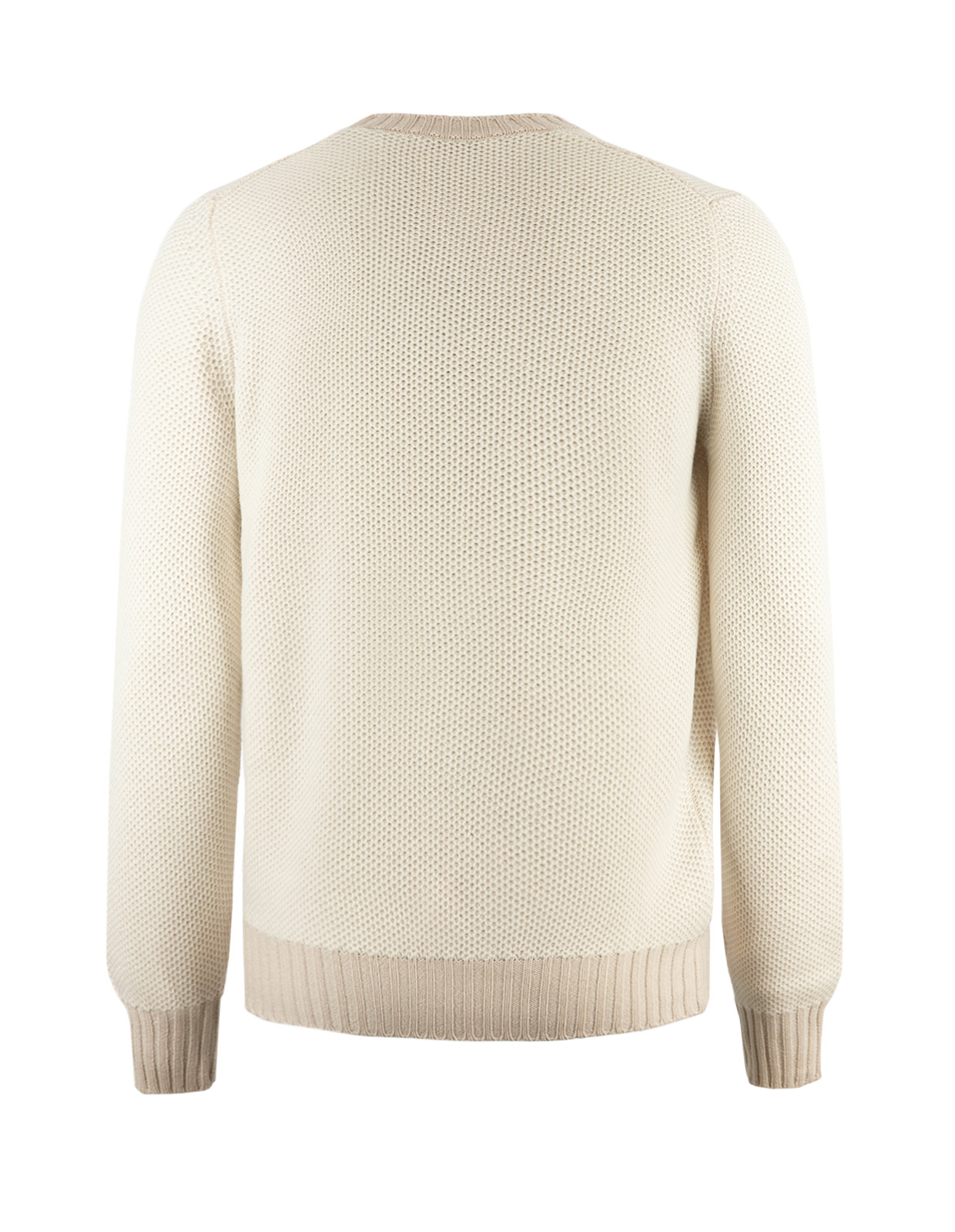 Tröja Rundhals Strukturstickad Ull Cashmere Ljusbeige