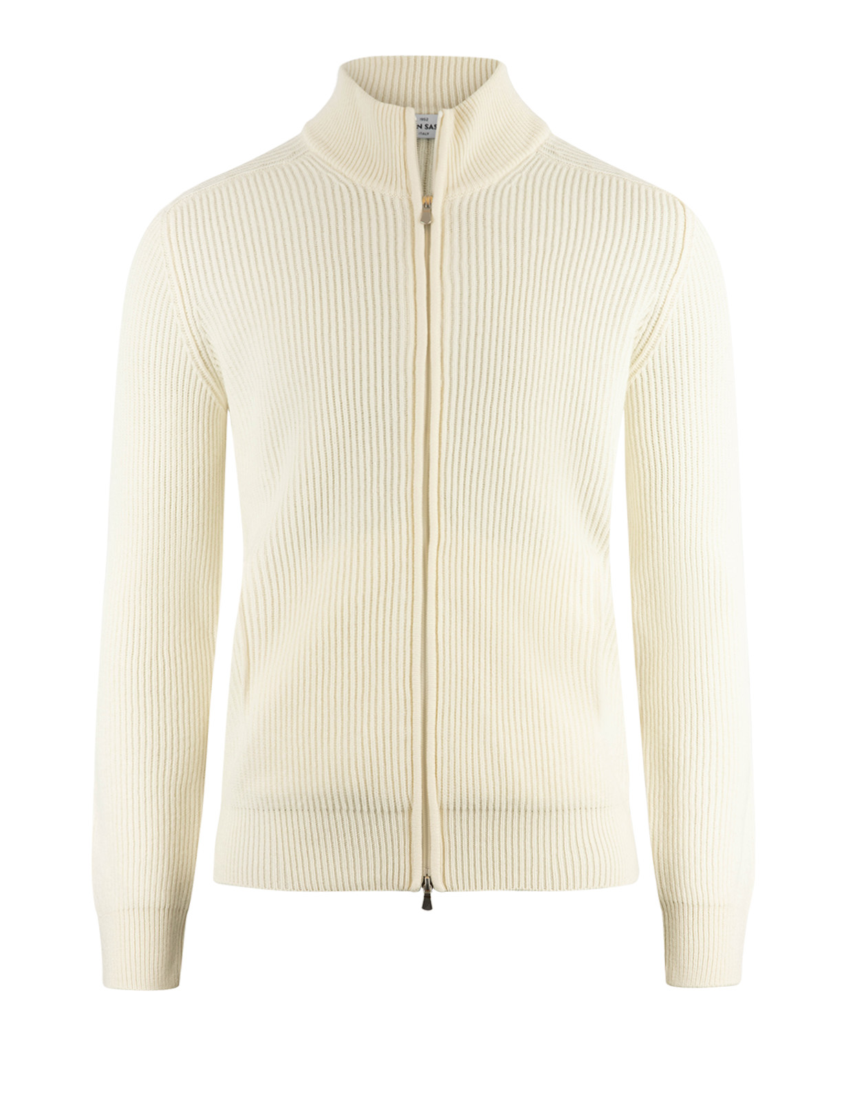 Tröja Zip Ribbstickad ull Cashmere Vit