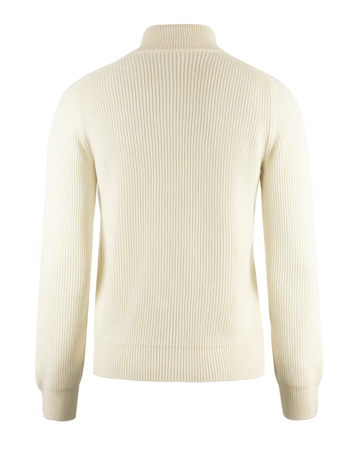 Tröja Zip Ribbstickad Ull Cashmere Vit