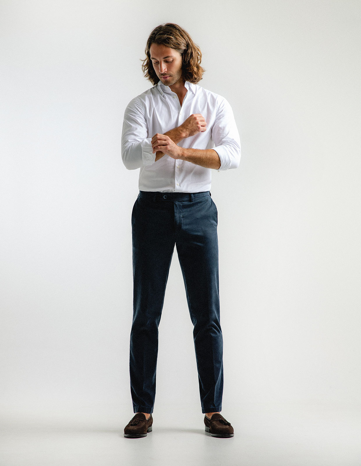 Chinos Regular Fit Bomullscanvas Navy