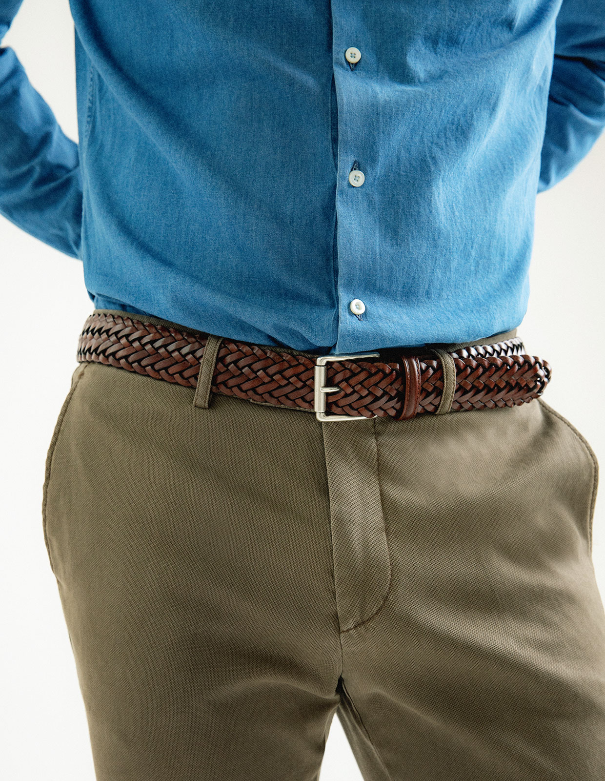 Braided Leather Belt Cognac