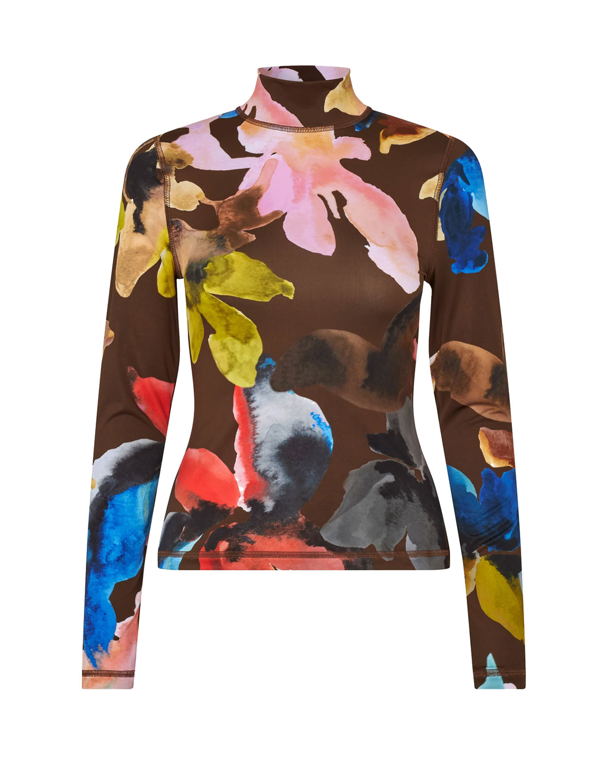 High Collared Top Aquarelle Garden