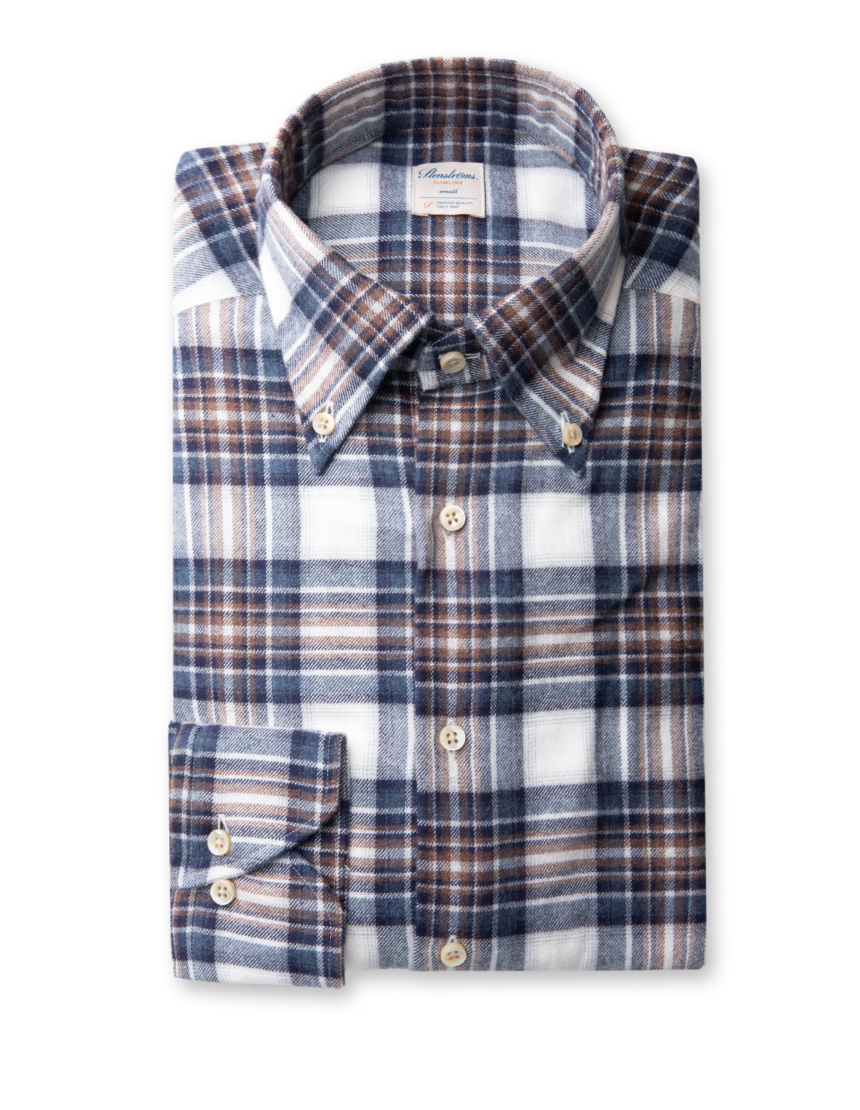 Slimline Skjorta Flanell Brun/Navy