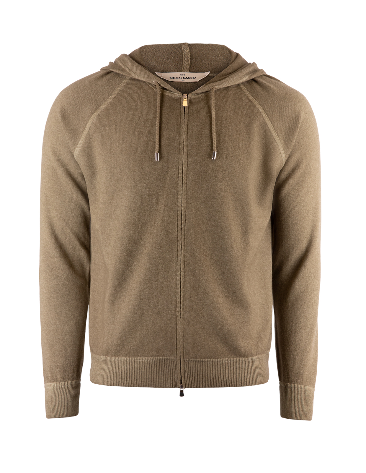 Full Zip Cashmere Blend Hoodie Grönmelerad