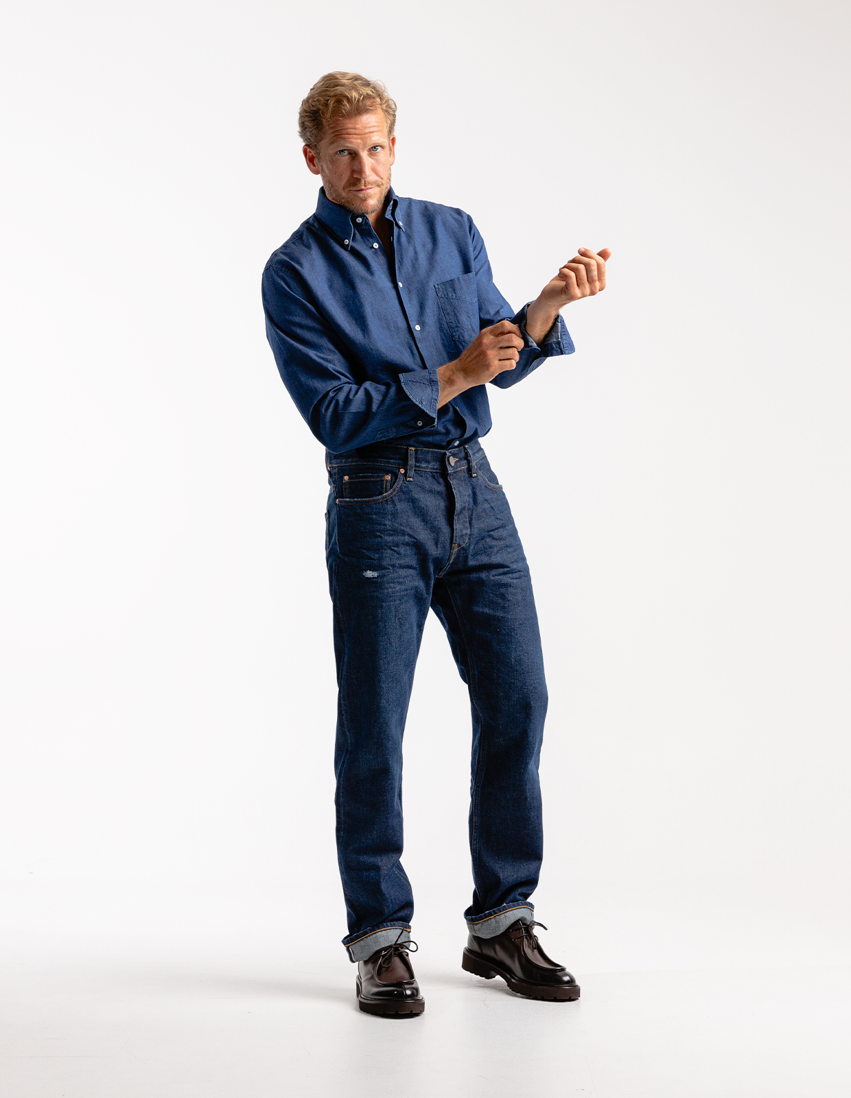 Regular Fit Skjorta Denim Mörkblå