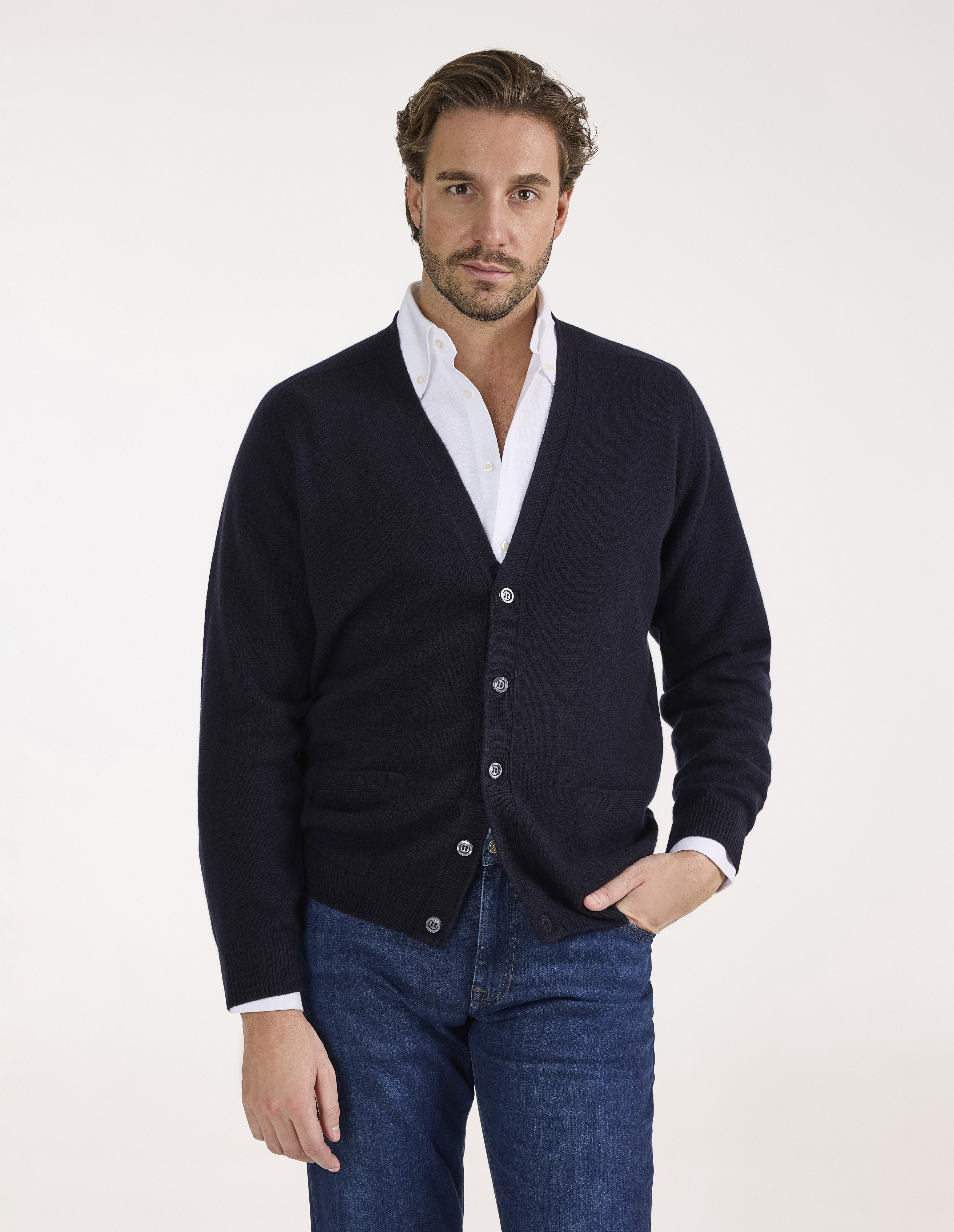 Cornwall Cardigan Lammull Navy