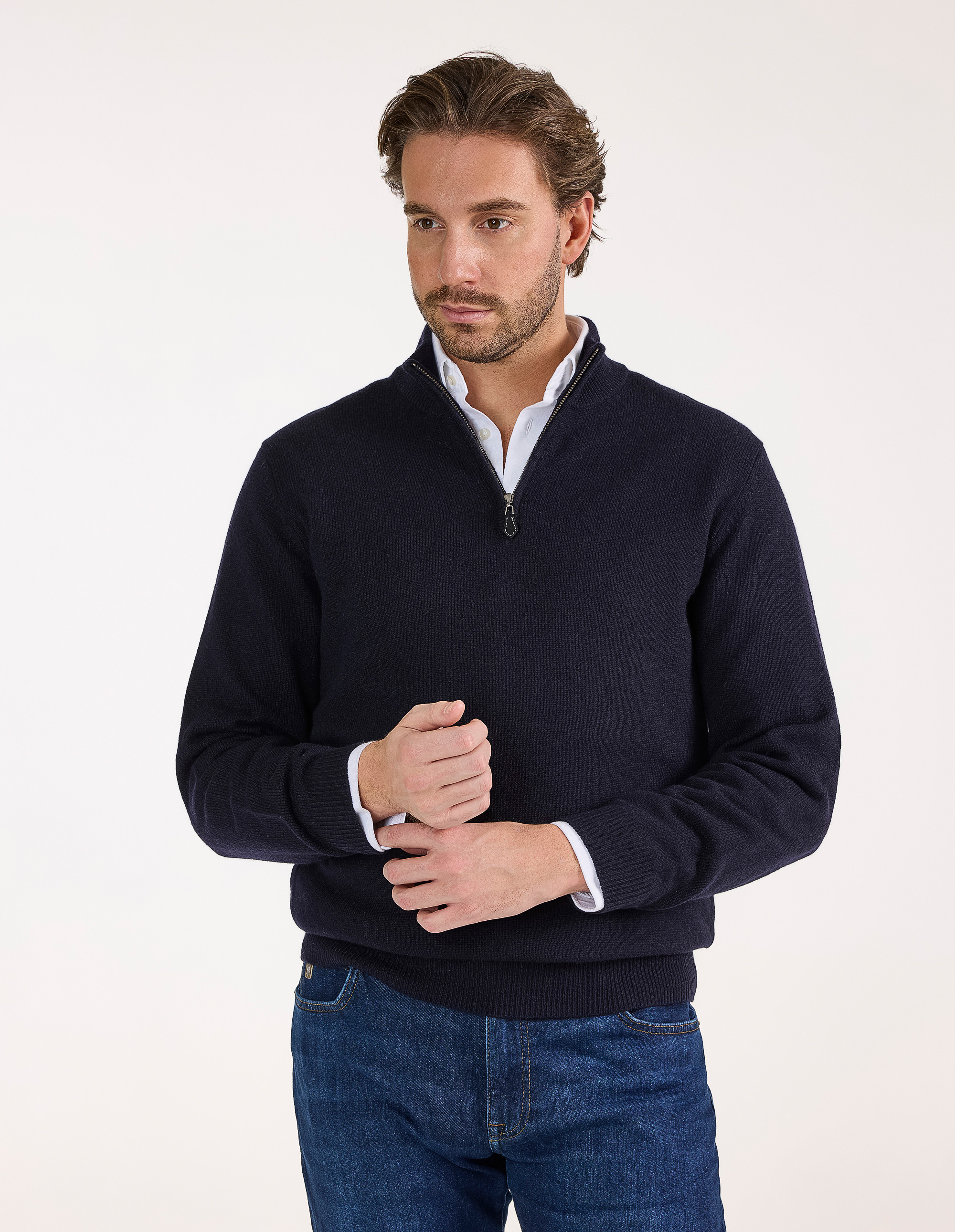 Sutherland Half Zip Lammull Navy