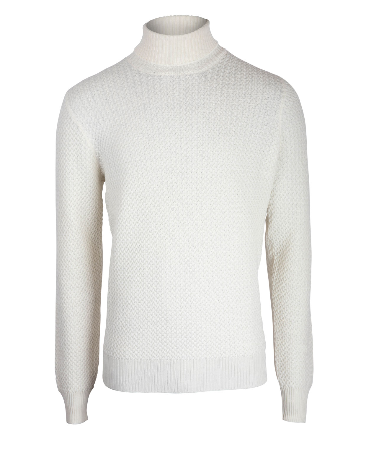 Roll Neck Cable Structured Merino White