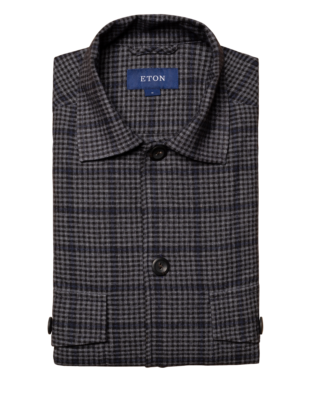 Cotton Wool Cashmere Overshirt Navy/Grey Checked Stl S